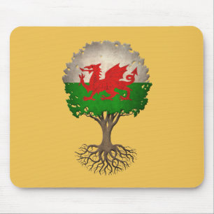 Welsh Flag Tree of Life Customizable Mouse Pad