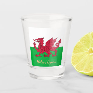 Welsh Flag & Wales country patriot / sports Cymru  Shot Glass