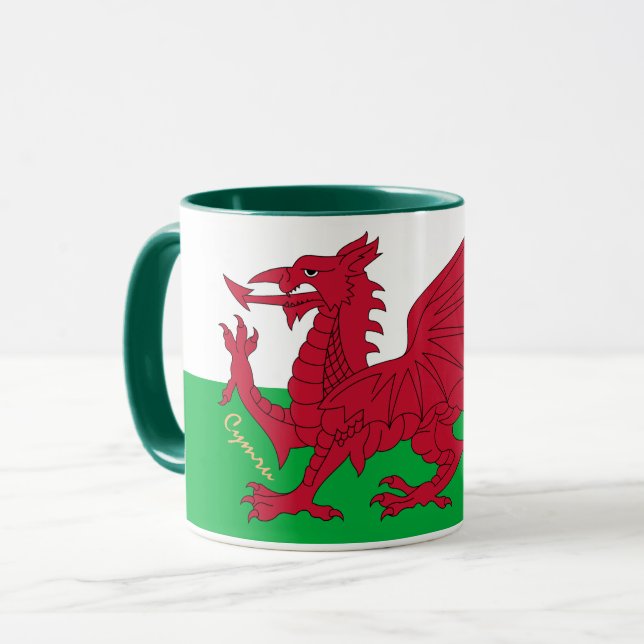Welsh Flag & Wales, Cymru patriot / sports Mug (Front Left)