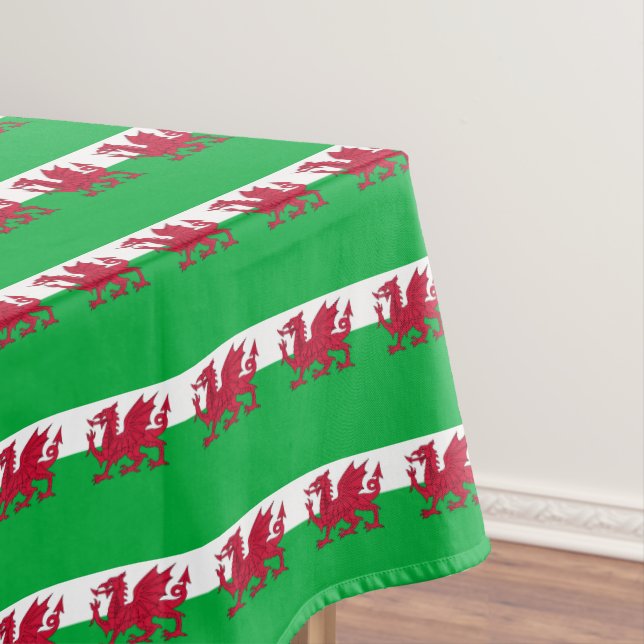 Welsh Flag & Wales dining tablecloth /decor Dragon (In Situ)