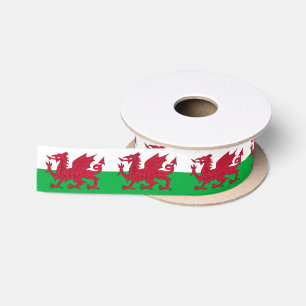 Welsh Flag & Wales, holiday Cymru, Dragon / sports Satin Ribbon