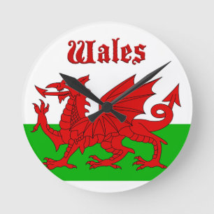 Welsh Flag Wales Round Clock