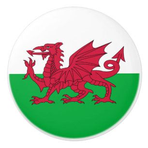 Welsh Flag (Wales) (Welsh Dragon) Ceramic Knob