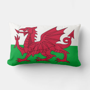 Welsh Flag (Wales) (Welsh Dragon) Lumbar Pillow