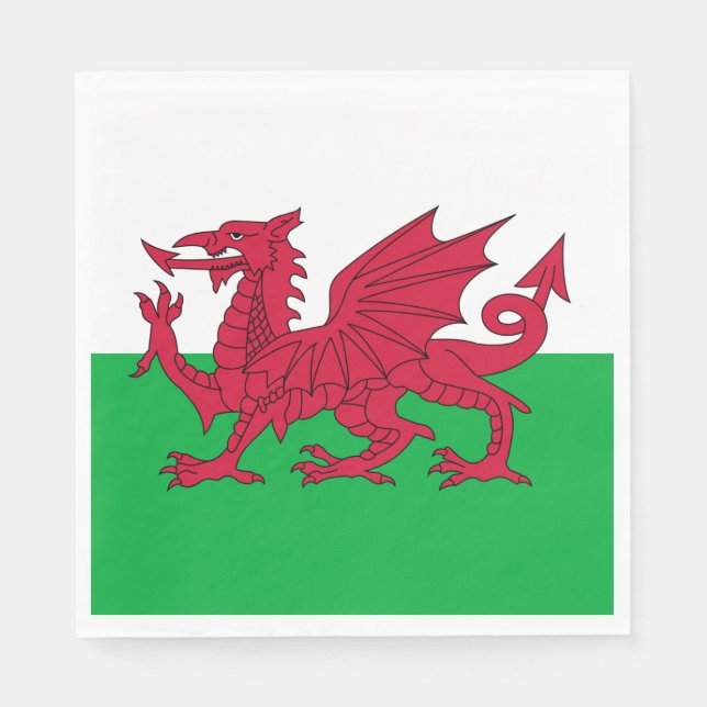 Welsh Flag (Wales) (Welsh Dragon) Napkin (Front)