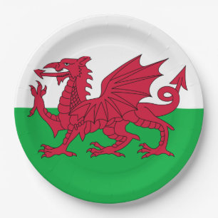 Welsh Flag (Wales) (Welsh Dragon) Paper Plate