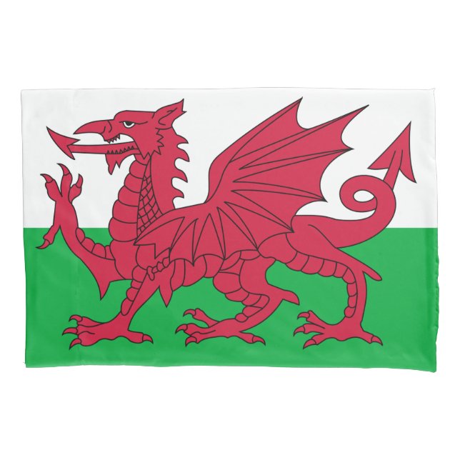 Welsh Flag (Wales) (Welsh Dragon) Pillowcase (Front)