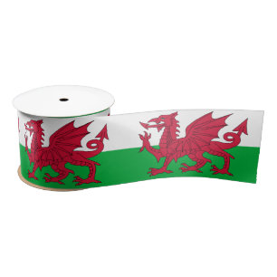 Welsh Flag (Wales) (Welsh Dragon) Satin Ribbon