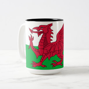 Welsh Flag (Wales) (Welsh Dragon) Two-Tone Coffee Mug