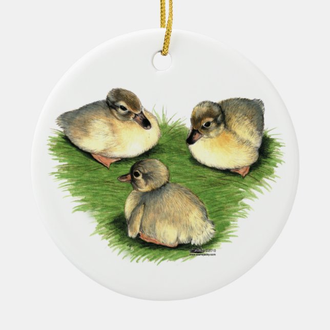 Welsh Harlequin Ducklings Ceramic Ornament (Front)