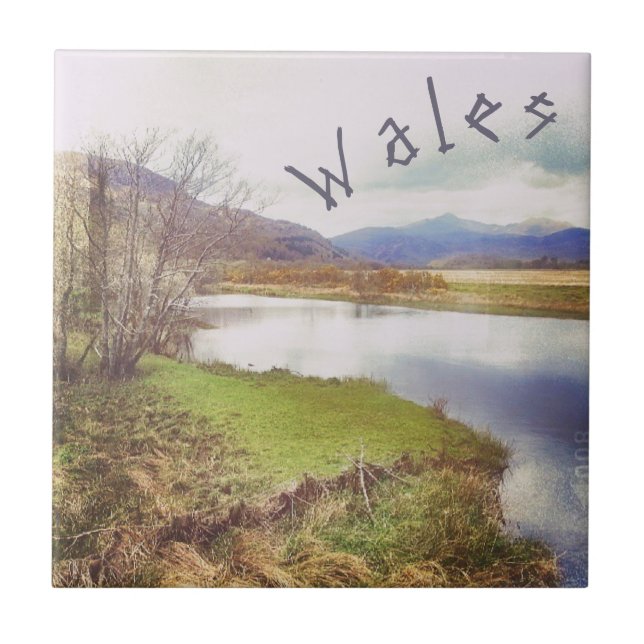 Welsh Landscape with river ceramic Tile (Front)
