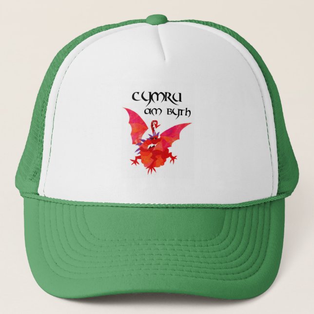 Welsh Language Red Dragon 'Wales Forever!' Trucker Hat (Front)