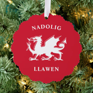 Welsh Merry Christmas Simple Celtic Nadolig Llawen Ornament Card