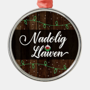 Welsh Merry Christmas, Wales, Nadolig Llawen Metal Ornament