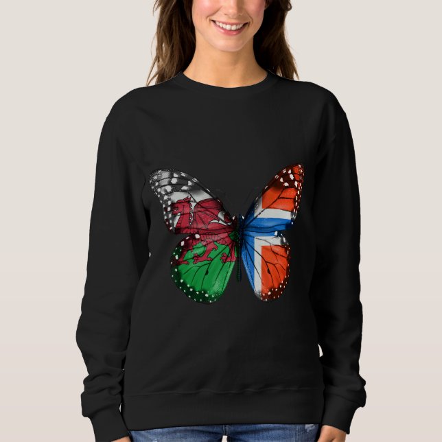 Welsh Norwegian Flag Butterfly Sweatshirt (Front)
