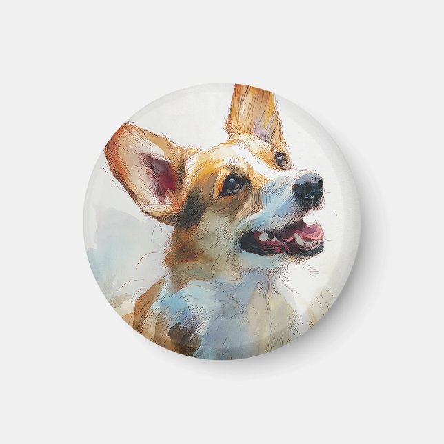 Welsh Pembroke corgi watercolor Magnet (Front)
