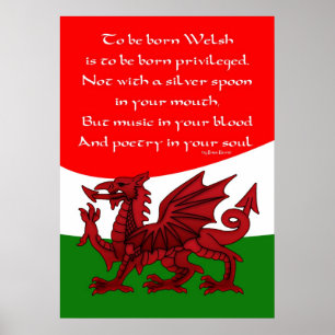 Welsh Poem Poster - Print Welsh  Dragon