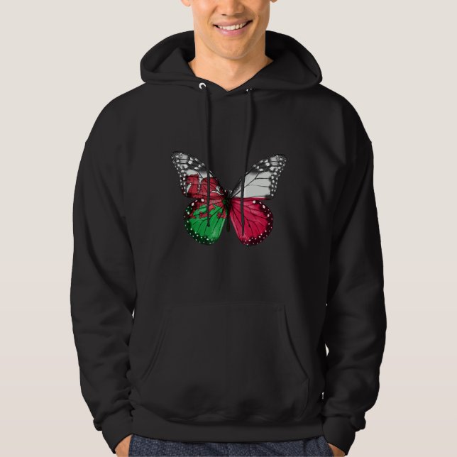 Welsh Polish Flag Butterfly Hoodie (Front)