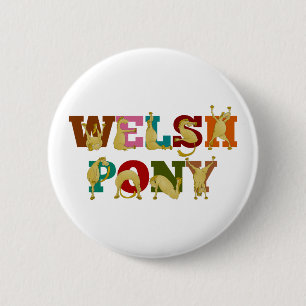Welsh Pony with colourful text 2 Inch Round Button