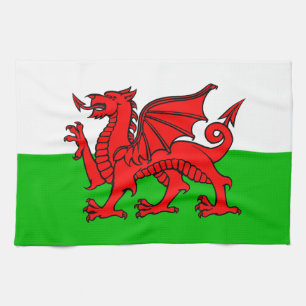 Welsh Red Dragon Wales Flag Kitchen Towel