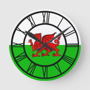 Welsh Red Dragon Wales Flag Round Clock
