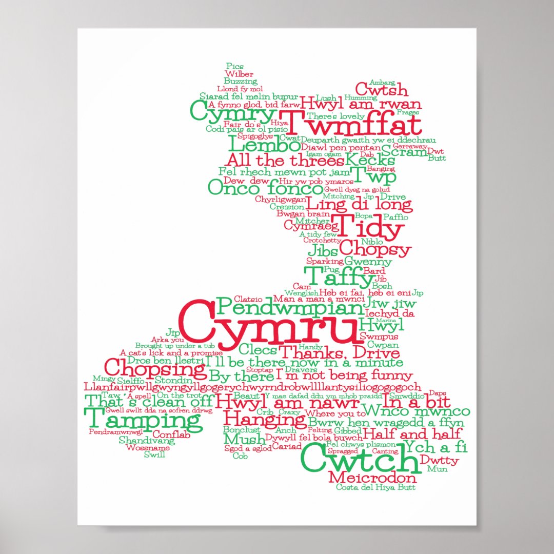 Welsh Slang Word Art Map Poster Zazzle