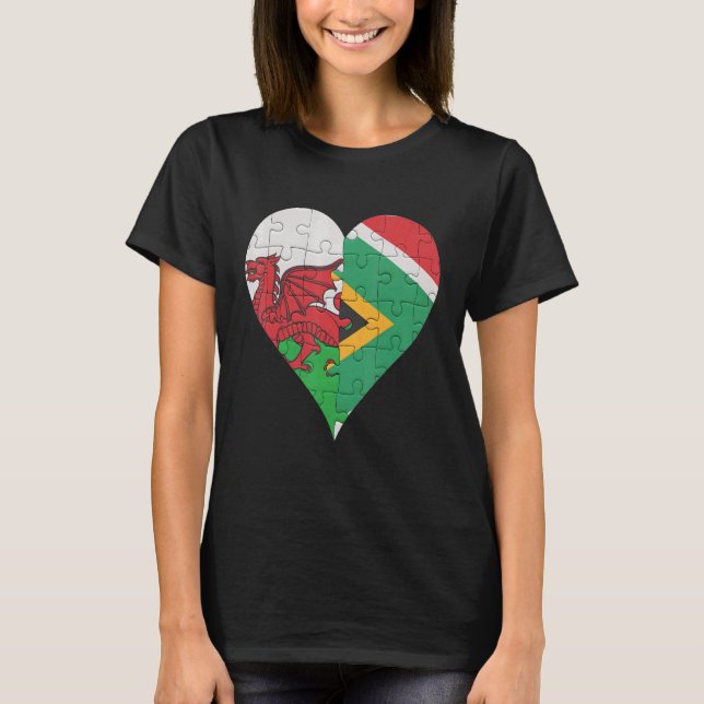 Welsh South African Flag Heart T-Shirt (Front)