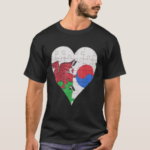 Welsh South Korean Flag Heart T-Shirt