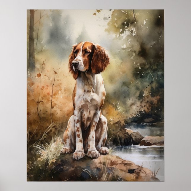 Welsh Springer Spaniel Dog Art Print Poster (Front)