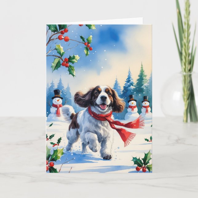 Welsh Springer Spaniel Dog Christmas Greeting Card (Front)