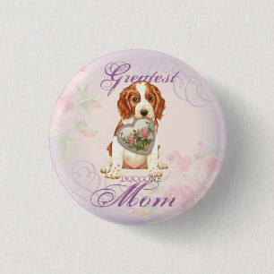 Welsh Springer Spaniel Heart Mom 1 Inch Round Button