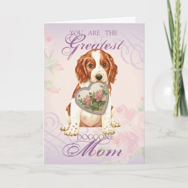 Welsh Springer Spaniel Heart Mom Card (Front)