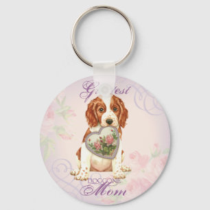 Welsh Springer Spaniel Heart Mom Keychain