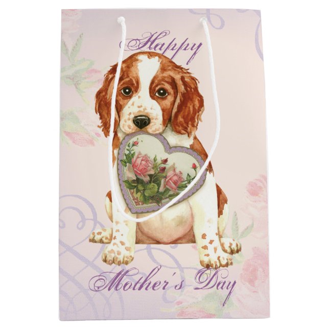 Welsh Springer Spaniel Heart Mom Medium Gift Bag (Front)