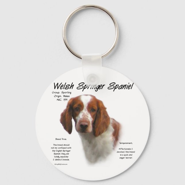Welsh Springer Spaniel History Design Keychain (Front)