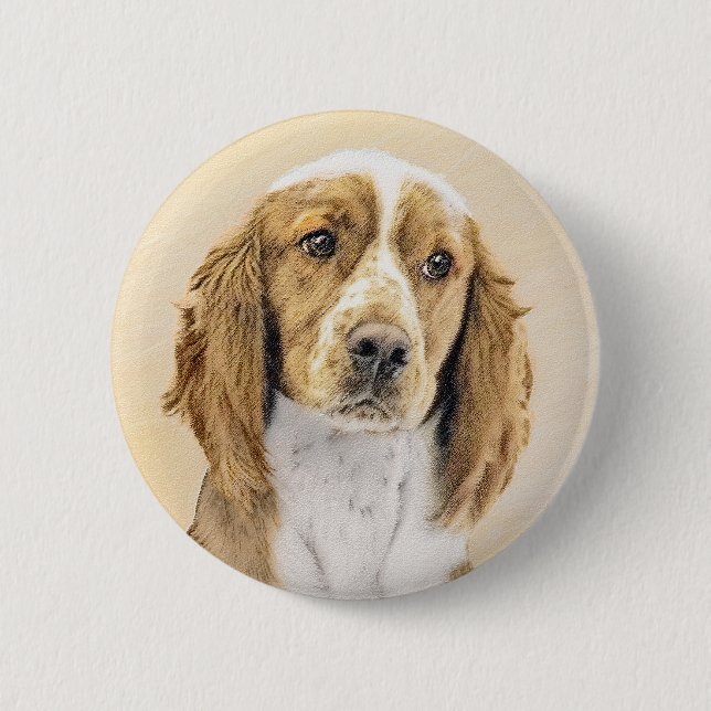 Welsh Springer Spaniel Painting - Original Dog Art 2 Inch Round Button (Front)