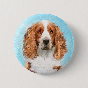 Welsh Springer Spaniel Painting - Original Dog Art 2 Inch Round Button