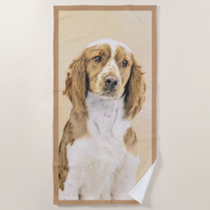 Welsh Springer Spaniel Painting - Original Dog Art Beach Towel