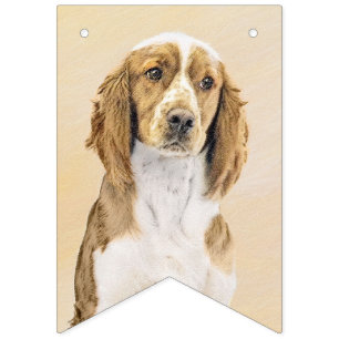 Welsh Springer Spaniel Painting - Original Dog Art Bunting Flags