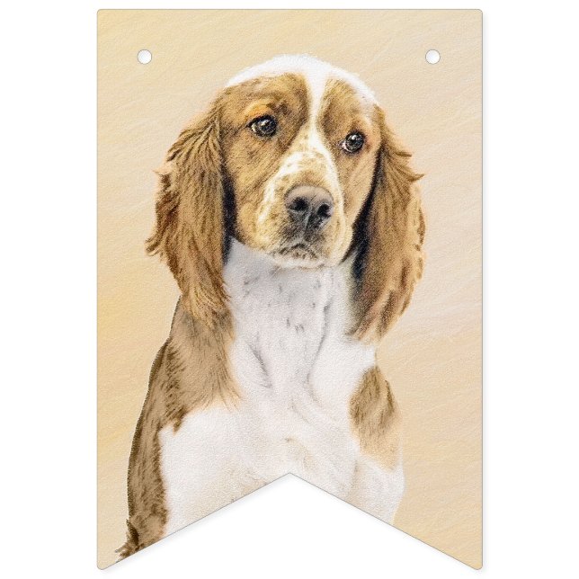 Welsh Springer Spaniel Painting - Original Dog Art Bunting Flags (First Flag)