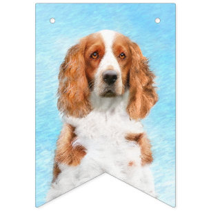 Welsh Springer Spaniel Painting - Original Dog Art Bunting Flags
