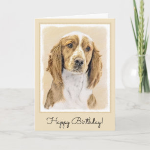 Welsh Springer Spaniel Painting - Original Dog Art Card