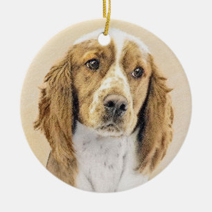 Welsh Springer Spaniel Painting - Original Dog Art Ceramic Ornament