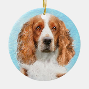 Welsh Springer Spaniel Painting - Original Dog Art Ceramic Ornament
