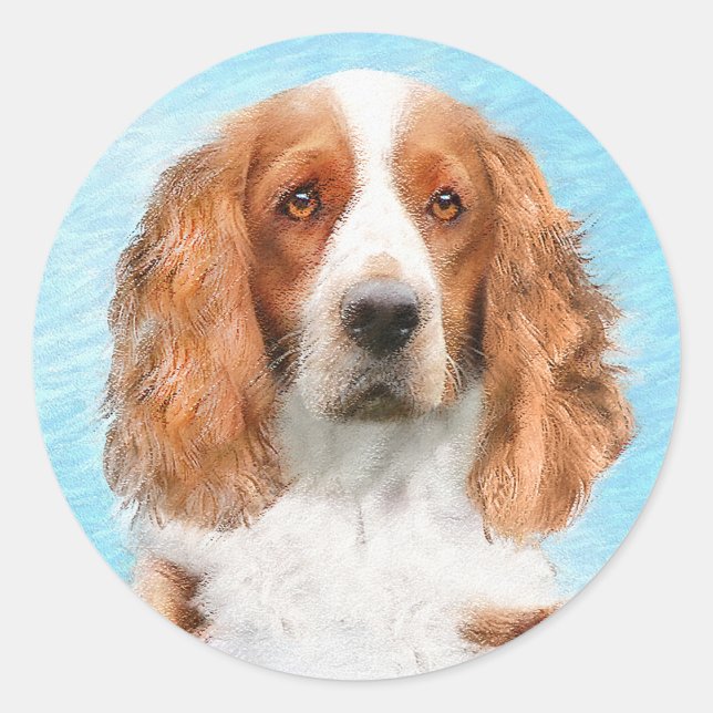 Welsh Springer Spaniel Painting - Original Dog Art Classic Round Sticker (Front)