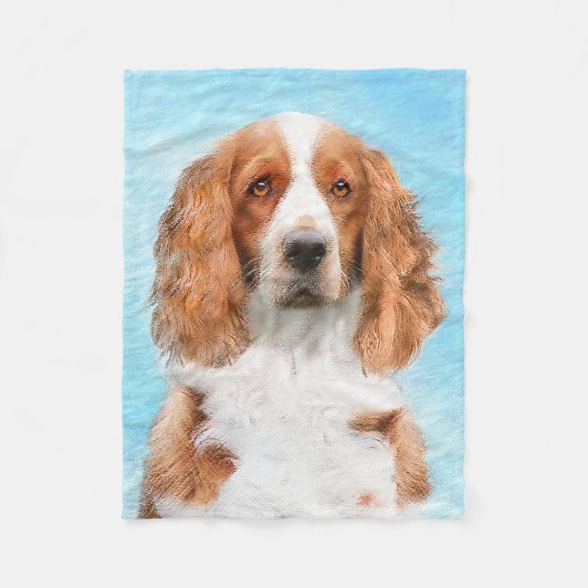 Welsh Springer Spaniel Painting - Original Dog Art Fleece Blanket (Front)