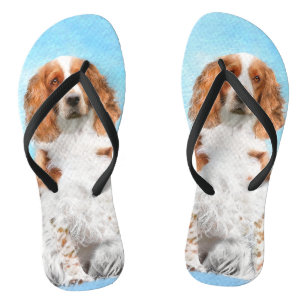 Welsh Springer Spaniel Painting - Original Dog Art Flip Flops