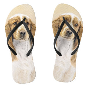 Welsh Springer Spaniel Painting - Original Dog Art Flip Flops