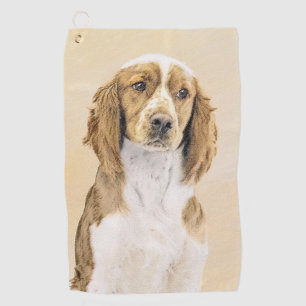 Welsh Springer Spaniel Painting - Original Dog Art Golf Towel