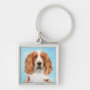 Welsh Springer Spaniel Painting - Original Dog Art Keychain